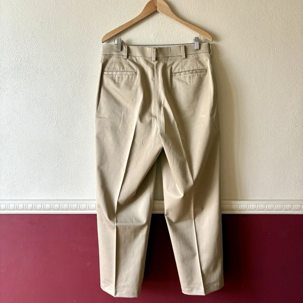 Savane Khaki Trousers Men's 34/29 Cotton Blend Dress Pants Straight Leg Stretch